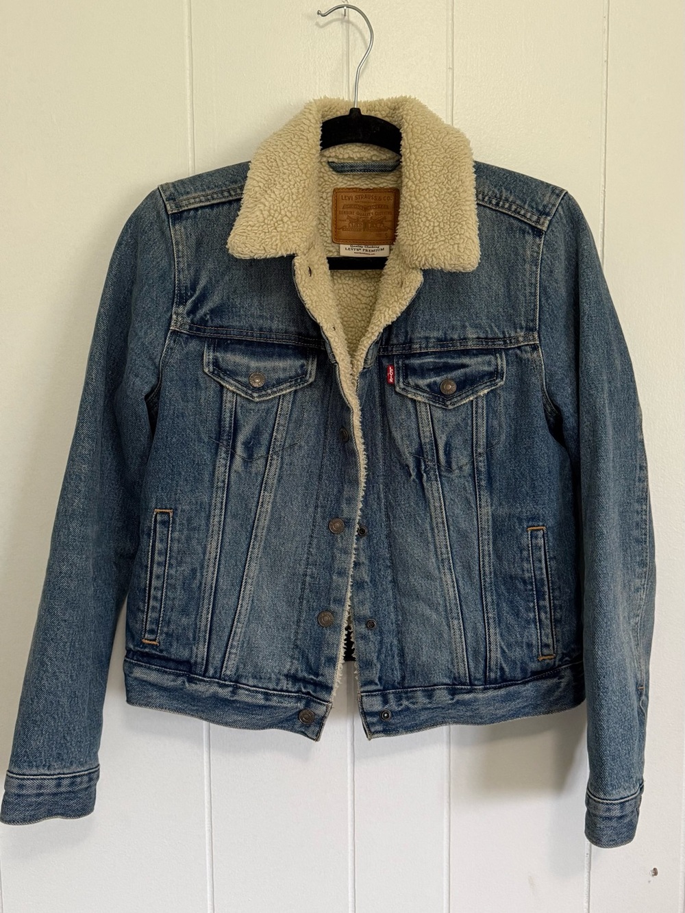 Levi's Blue Denim Jacket with Cream Sherpa Collar